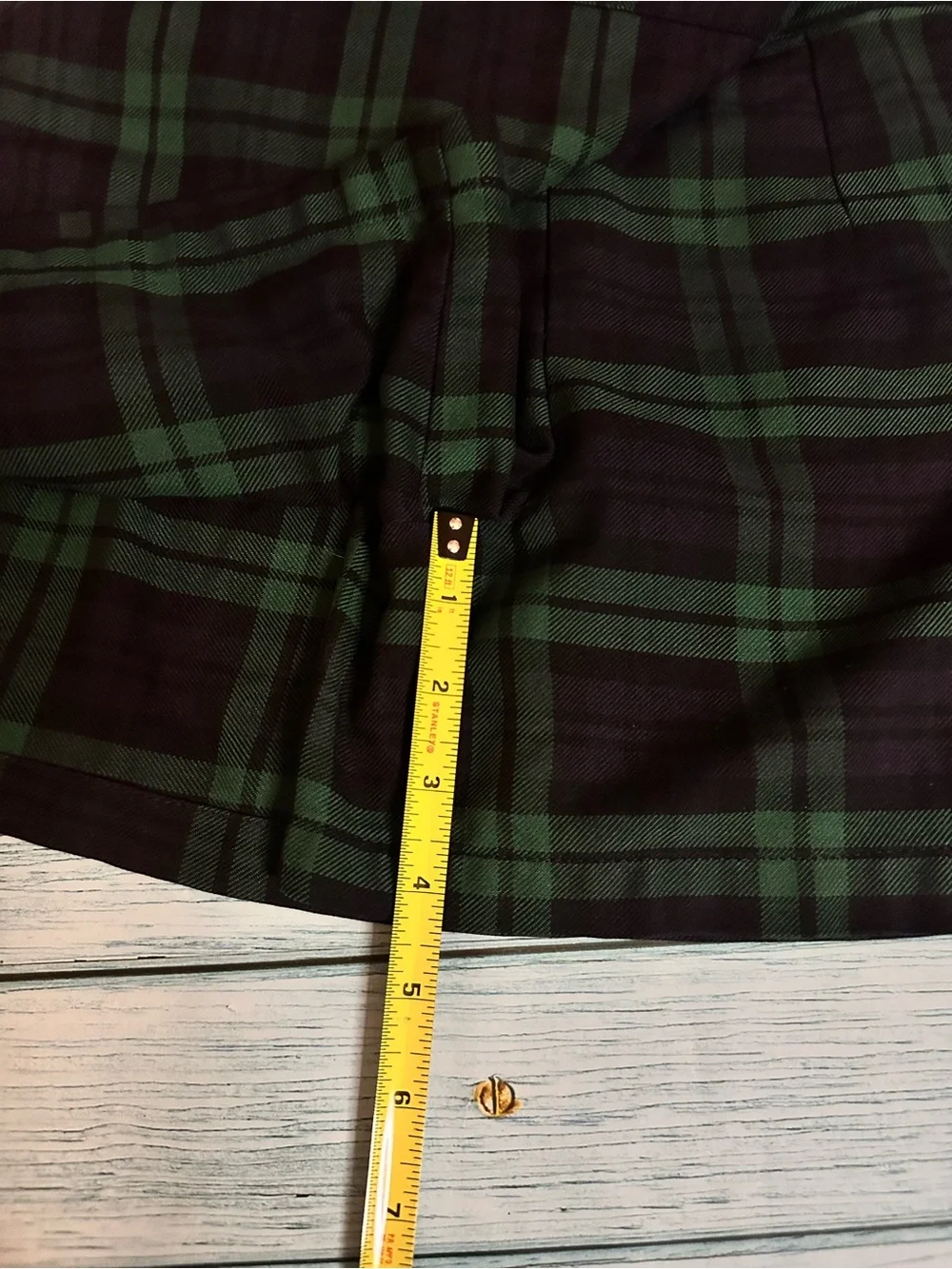 Two Pleated Mini Skirt Skorts School Uniform Navy & Green Plaid Wrap Skirt